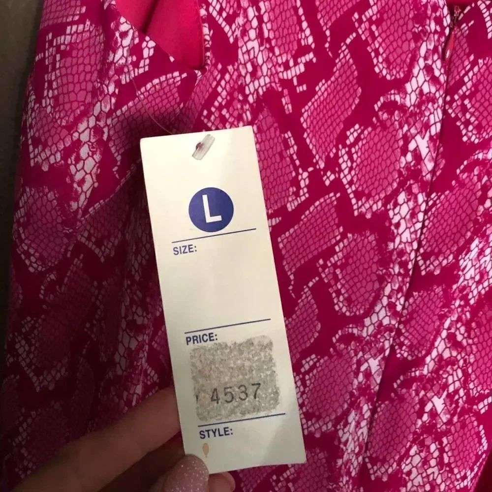 Sharon Max Hot Pink Snake Print Dress L - Picture 4 of 8